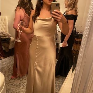 Revelry Billie bridesmaids dress in color: gold champagne size 4